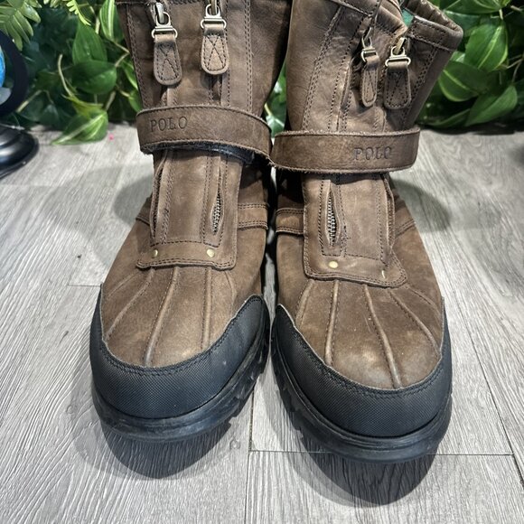 Polo Ralph Lauren Boot Conquest HI III Brown Suede Leather Zipper Mens - sz 13 D main image 7
